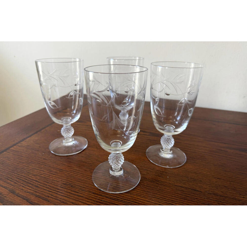 Imperial Meander #3600 Stem #950 Cut Iced Tea Footed Tumblers Set of 4